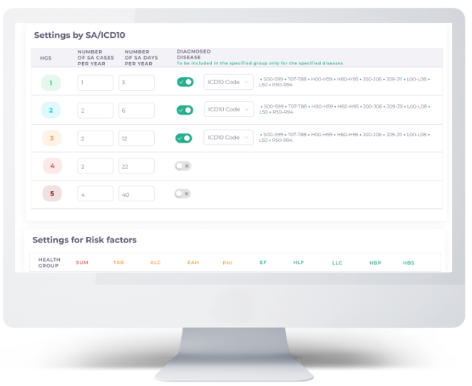 Health group  settings